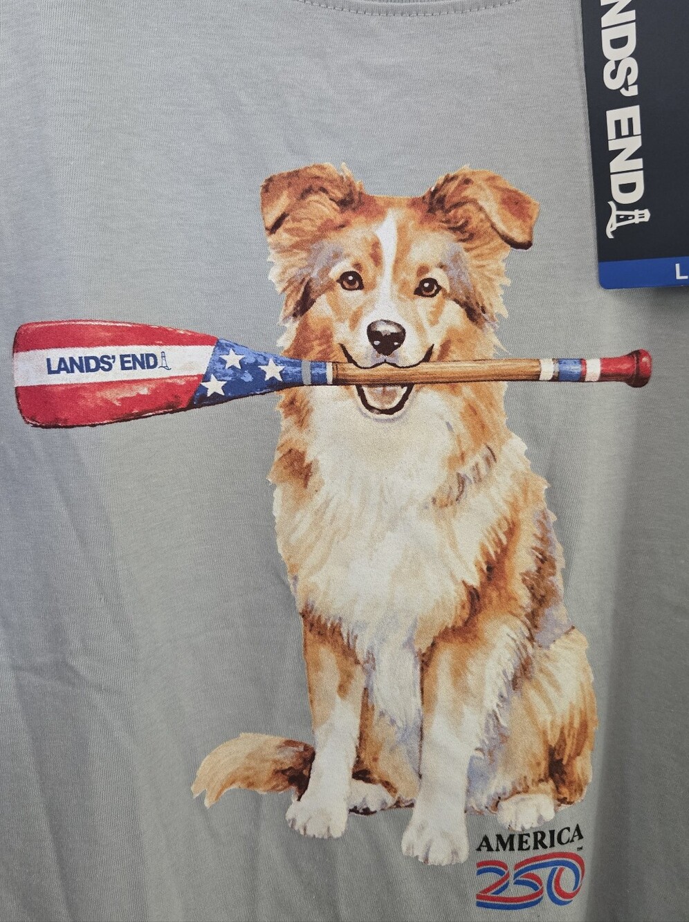 NWT Lands' End America 250 Dog Graphic T-Shirt Women's Large USA 100% Cotton - Picture 3 of 6
